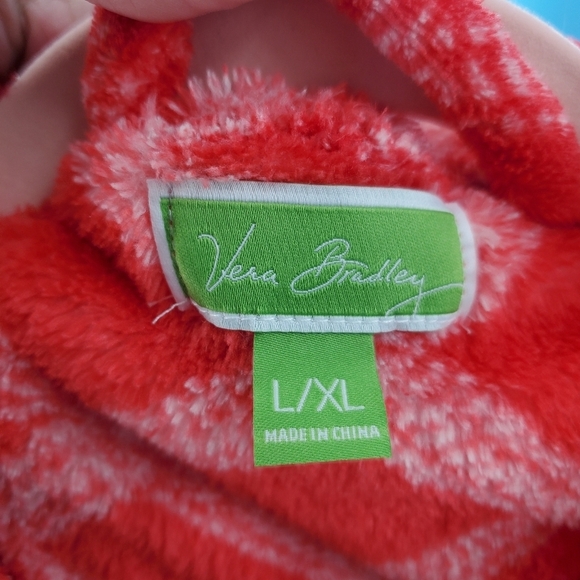 Vera Bradley red and white hoodie robe - Picture 2 of 10